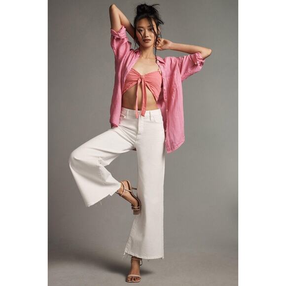 Anthropologie Bandeau Top Womens XXS/XS Raspberry Pullover Styling Smocked Tie - Picture 14 of 16